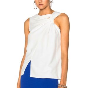 VICTORIA BECKHAM White Sleeveless Knotted Top